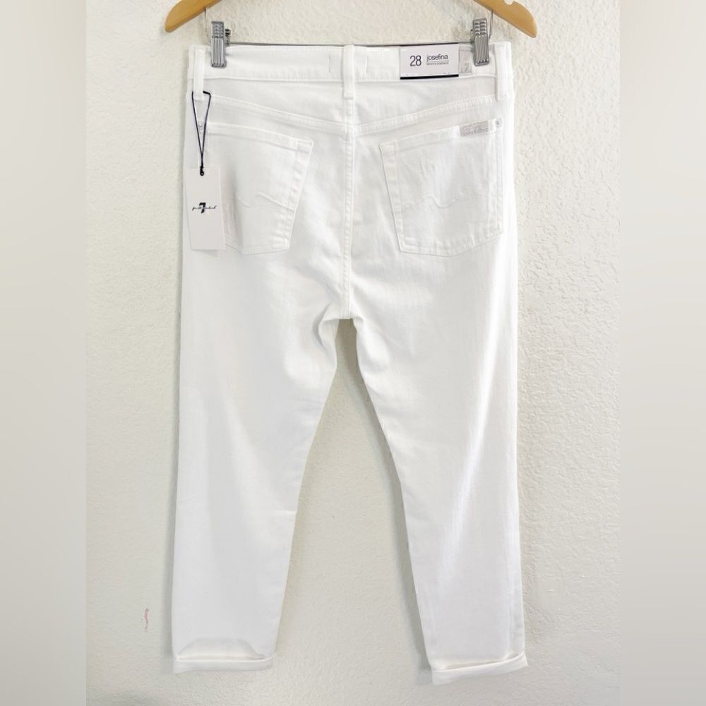 7 For All Mankind Josefina Feminine Distressed Boyfriend Jeans White NWT 28 - Picture 5 of 12